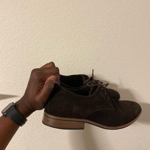 J75 dark brown suede shoes